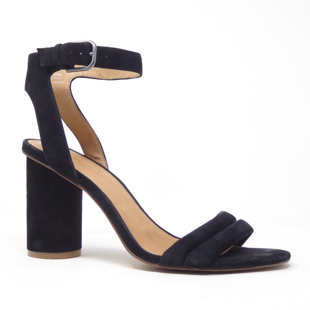 Madewell Rosalie Women Sandals Black Suede Block Heel Ankle Strap 8.5 - Picture 2 of 10